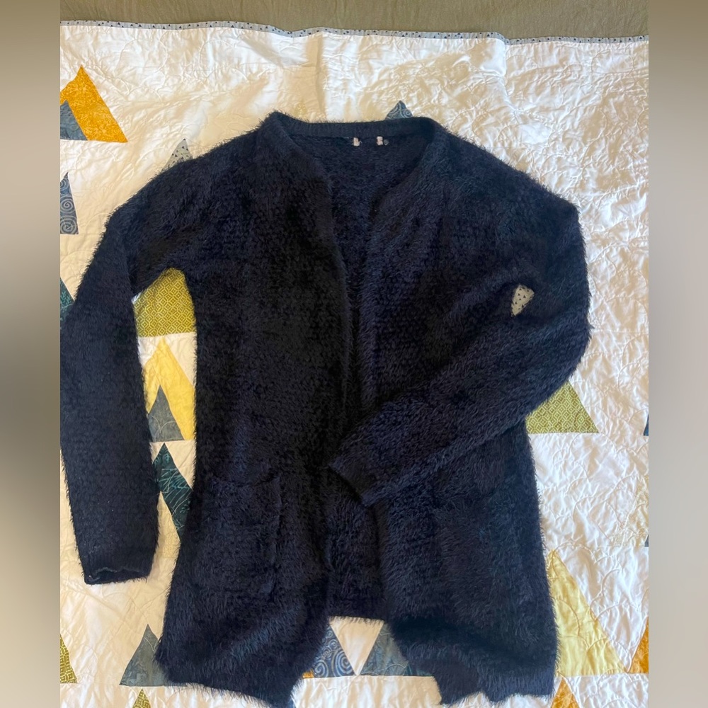 Black fuzzy cardigan